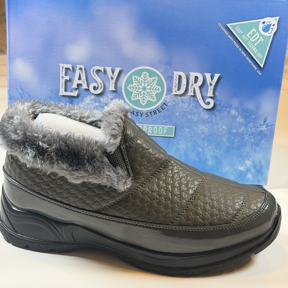 Easy Street Size-8W Womens Flurry Waterproof Flat Heel Winter Boots Gray